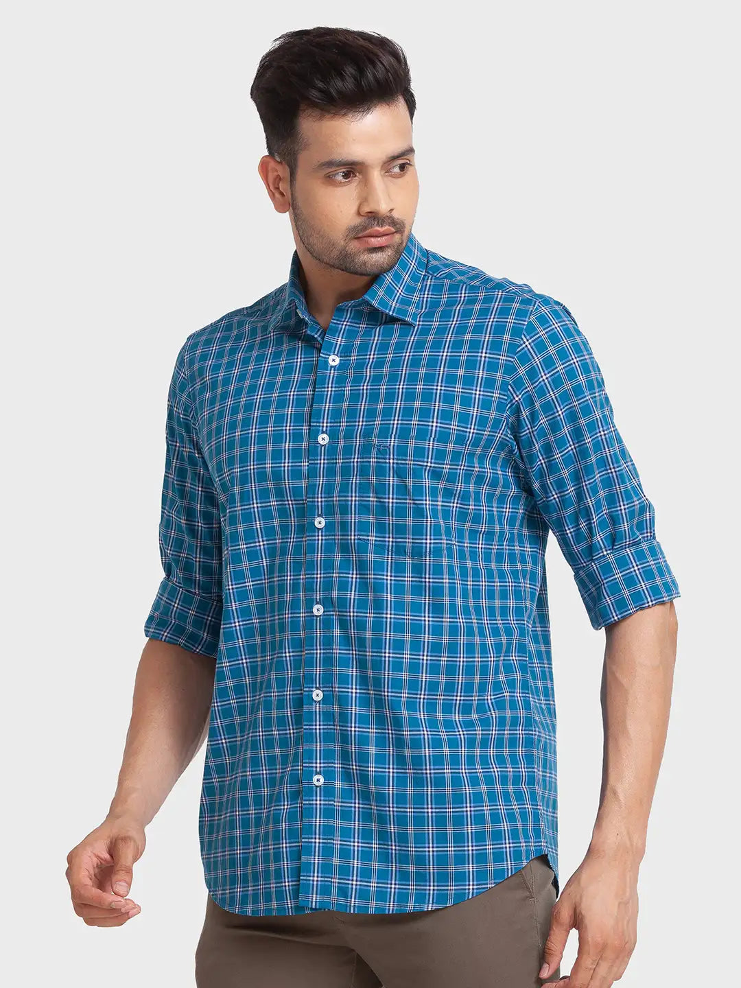 Men Tailored Fit Blue Shirt