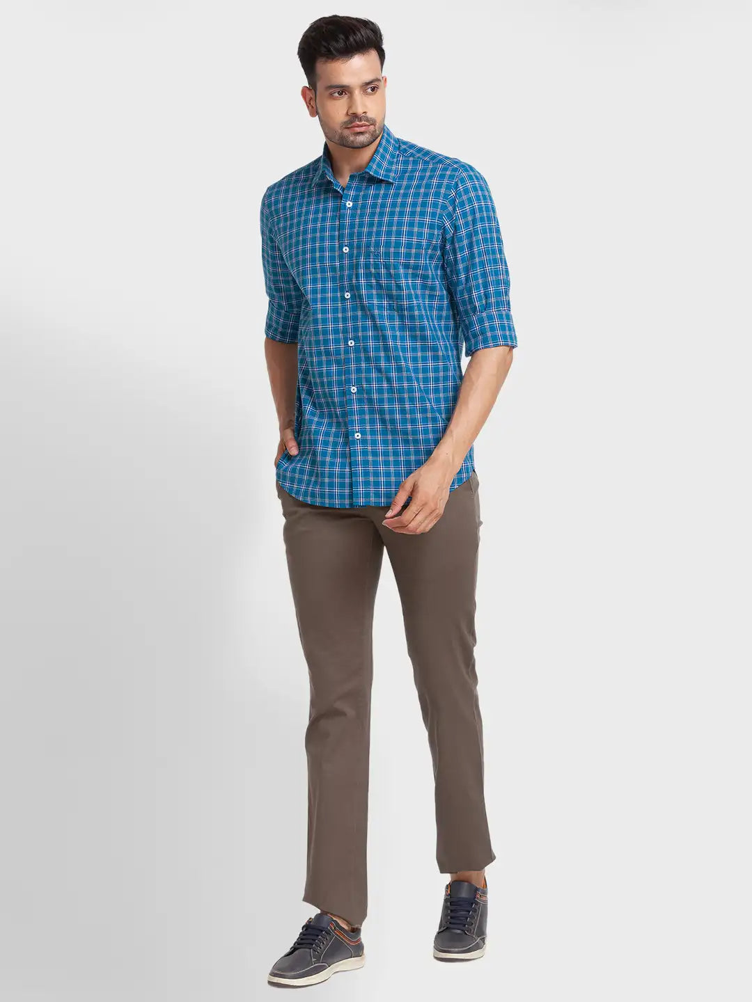 Men Tailored Fit Blue Shirt