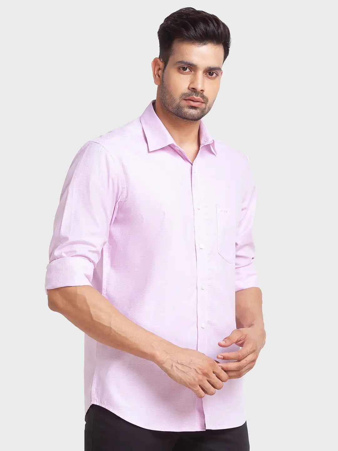 Men Tailored Fit Pink Shirt