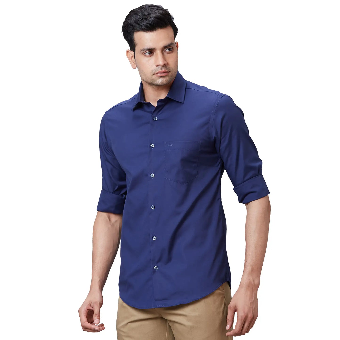 Men Black Tailored Fit Solid Cotton Full Sleeves Shirts