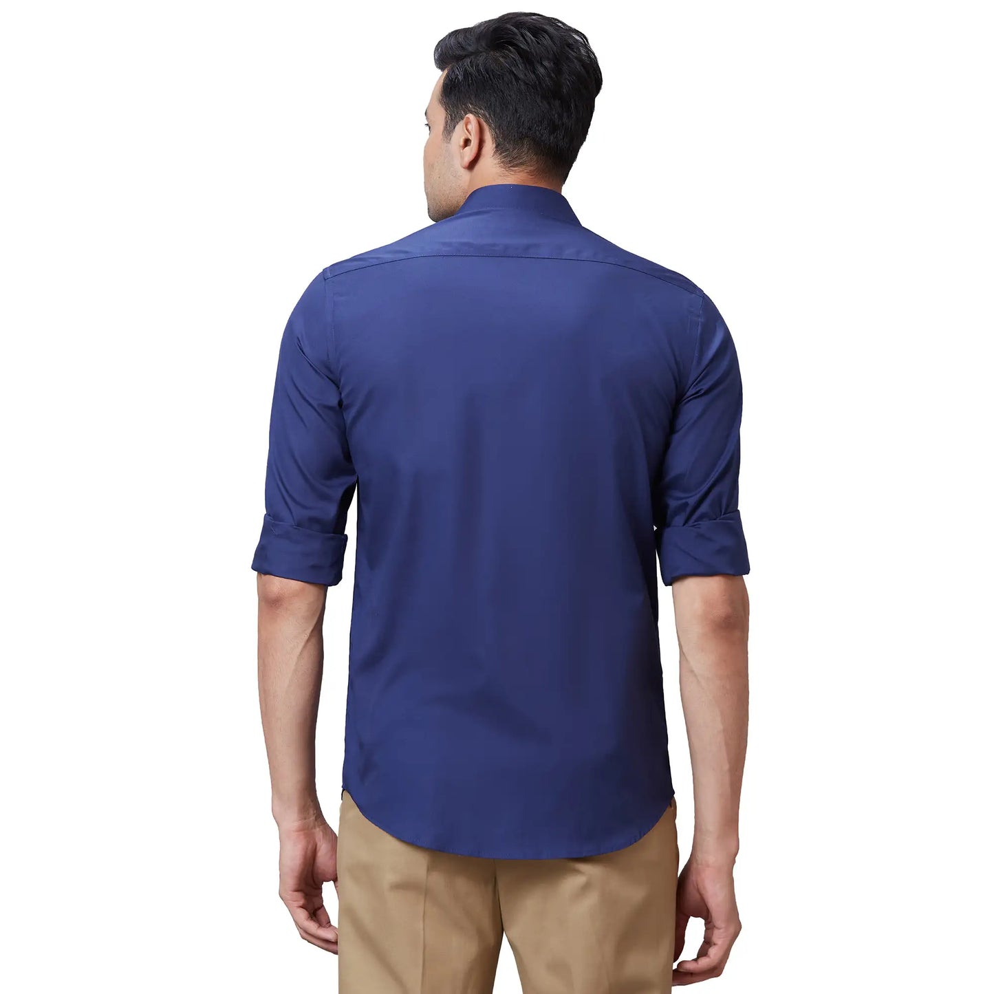 Men Black Tailored Fit Solid Cotton Full Sleeves Shirts
