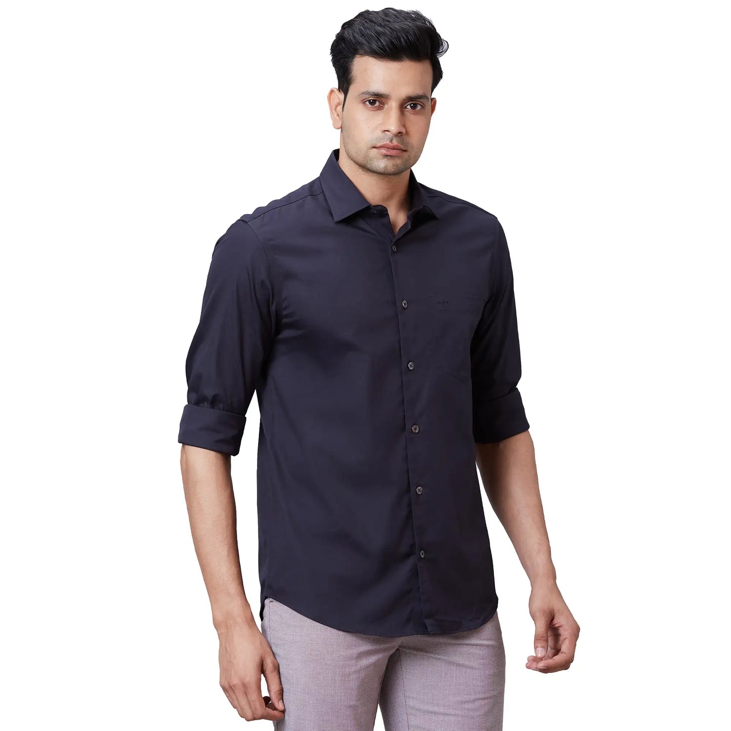 Men White Tailored Fit Solid Cotton Full Sleeves Shirts