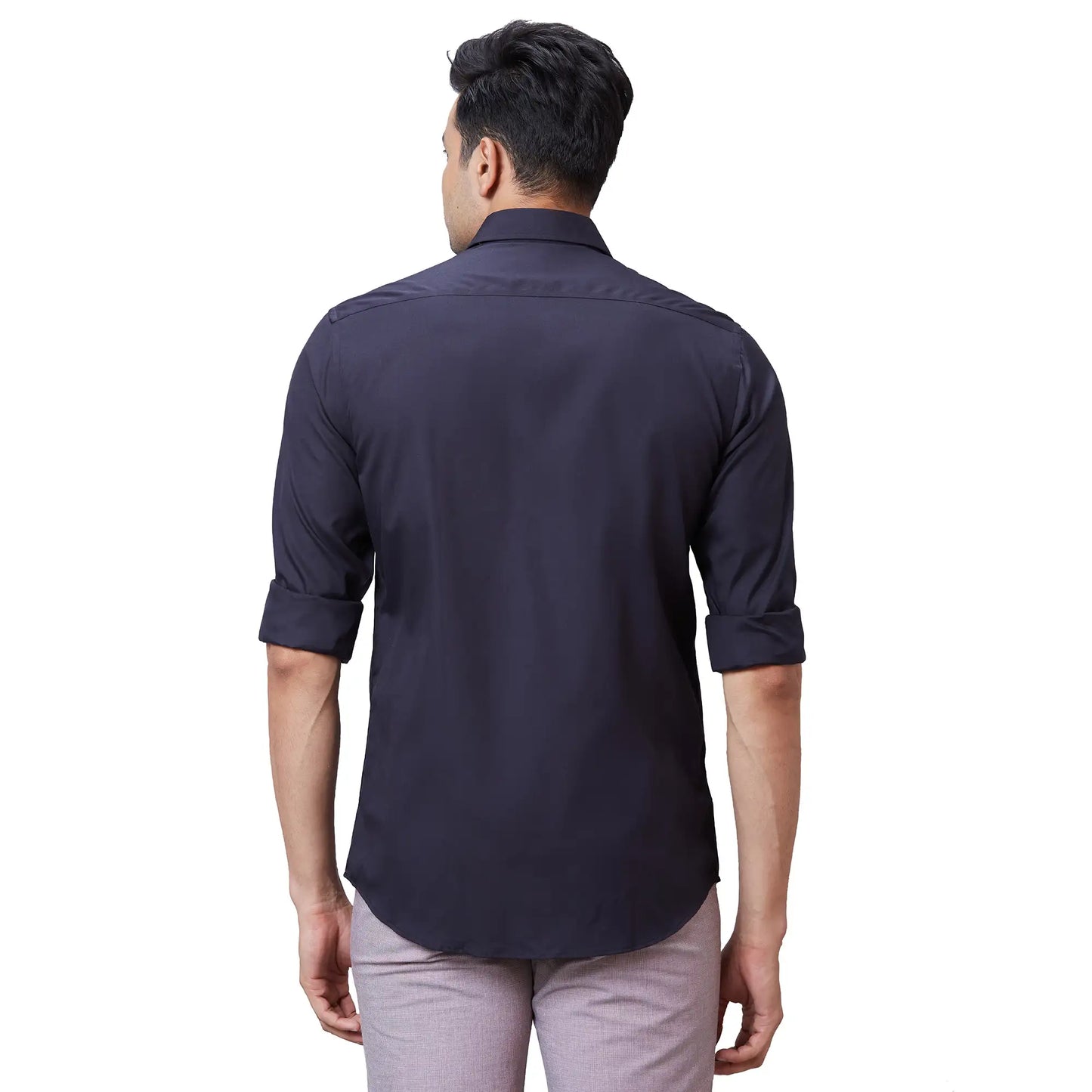 Men White Tailored Fit Solid Cotton Full Sleeves Shirts