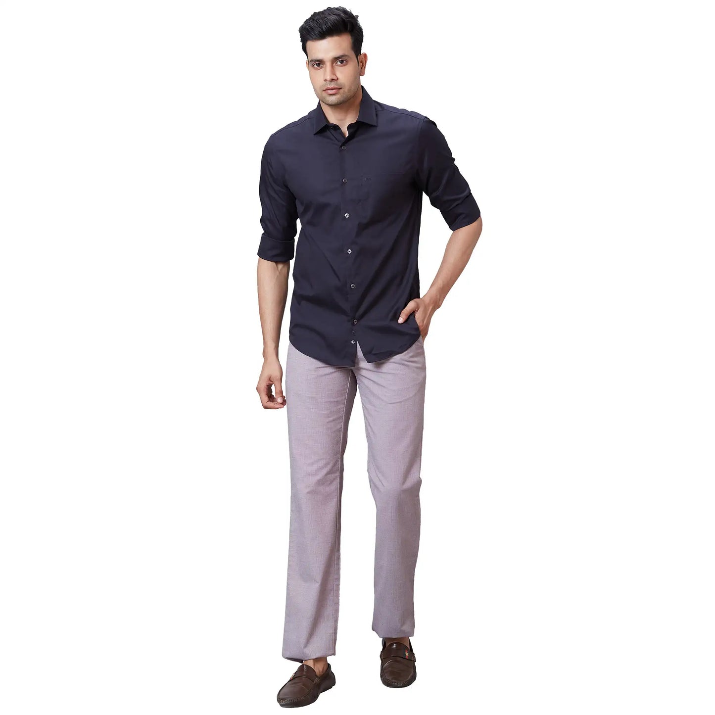 Men White Tailored Fit Solid Cotton Full Sleeves Shirts