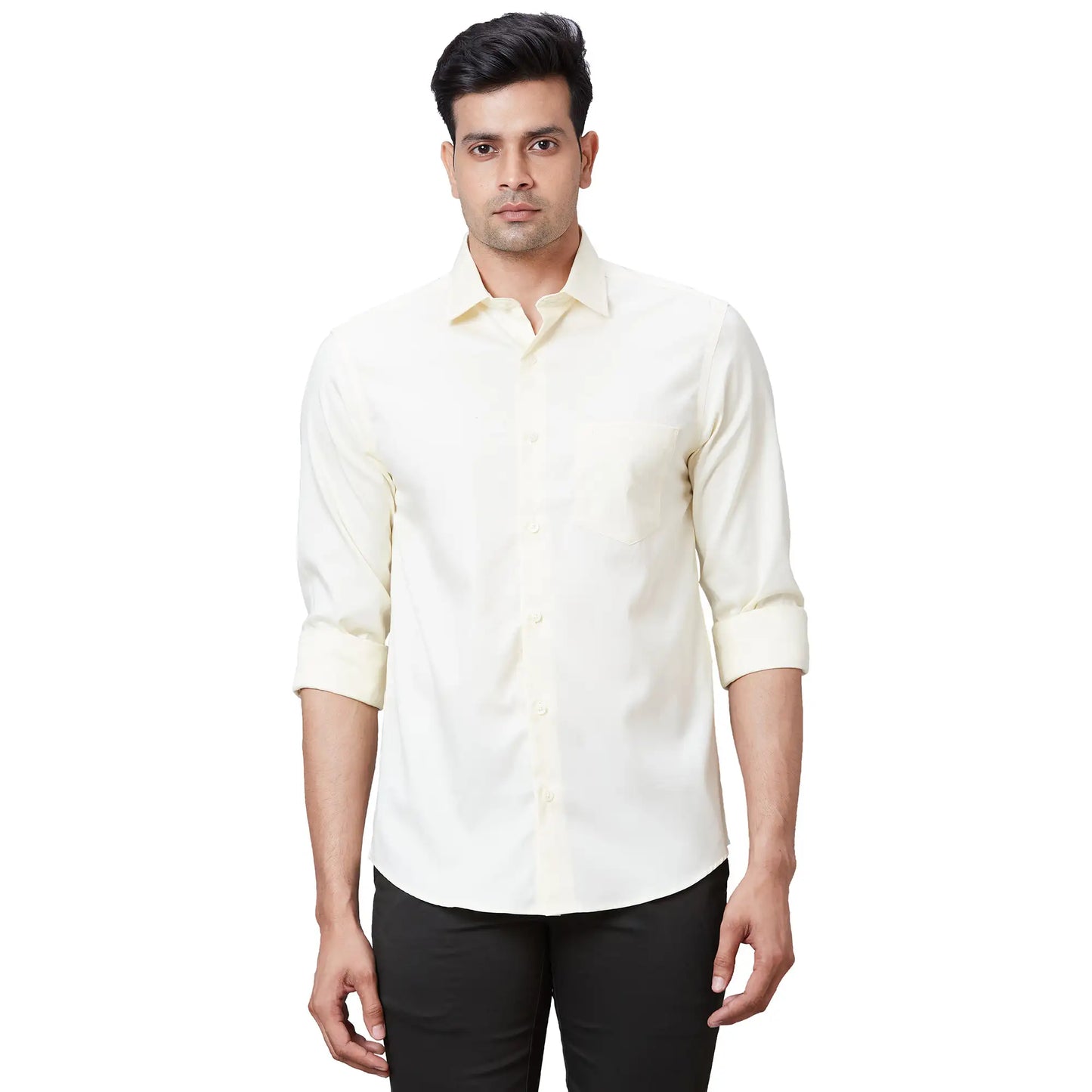Men Navy Tailored Fit Print Cotton Full Sleeves Shirts