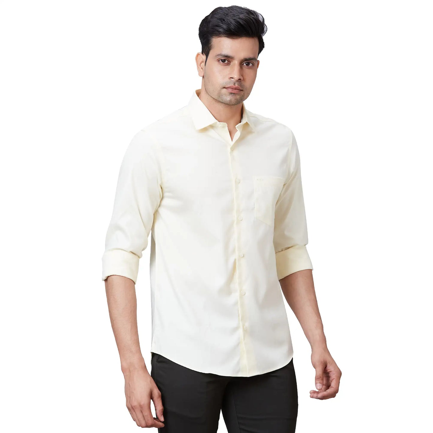 Men Navy Tailored Fit Print Cotton Full Sleeves Shirts