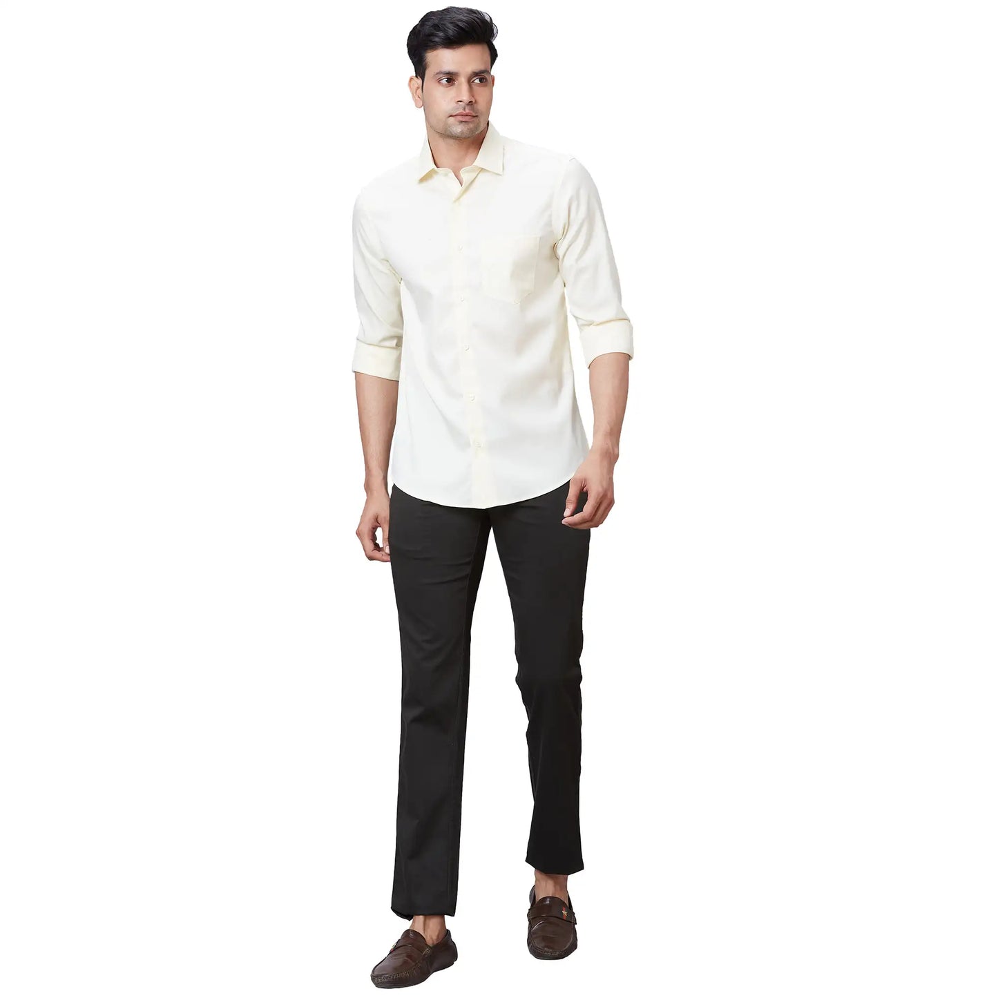 Men Navy Tailored Fit Print Cotton Full Sleeves Shirts
