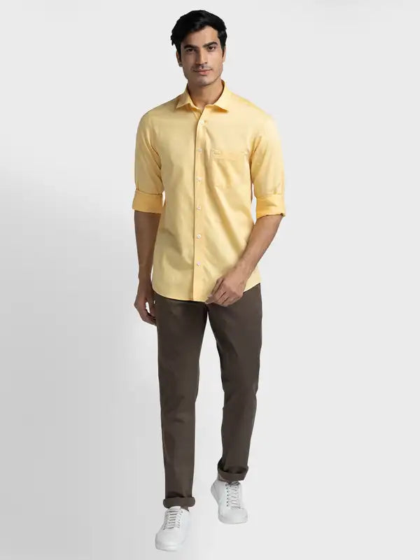 Men Tailored Fit Orange Shirt