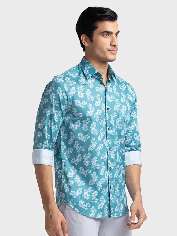 Men Tailored Fit Blue Shirt