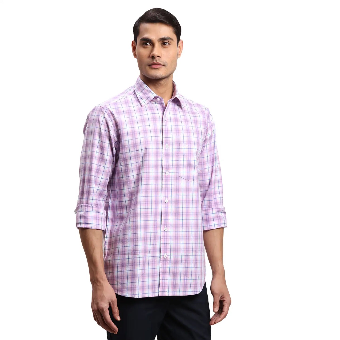 Men Yellow Regular Fit Checks Cotton Full Sleeves Shirts