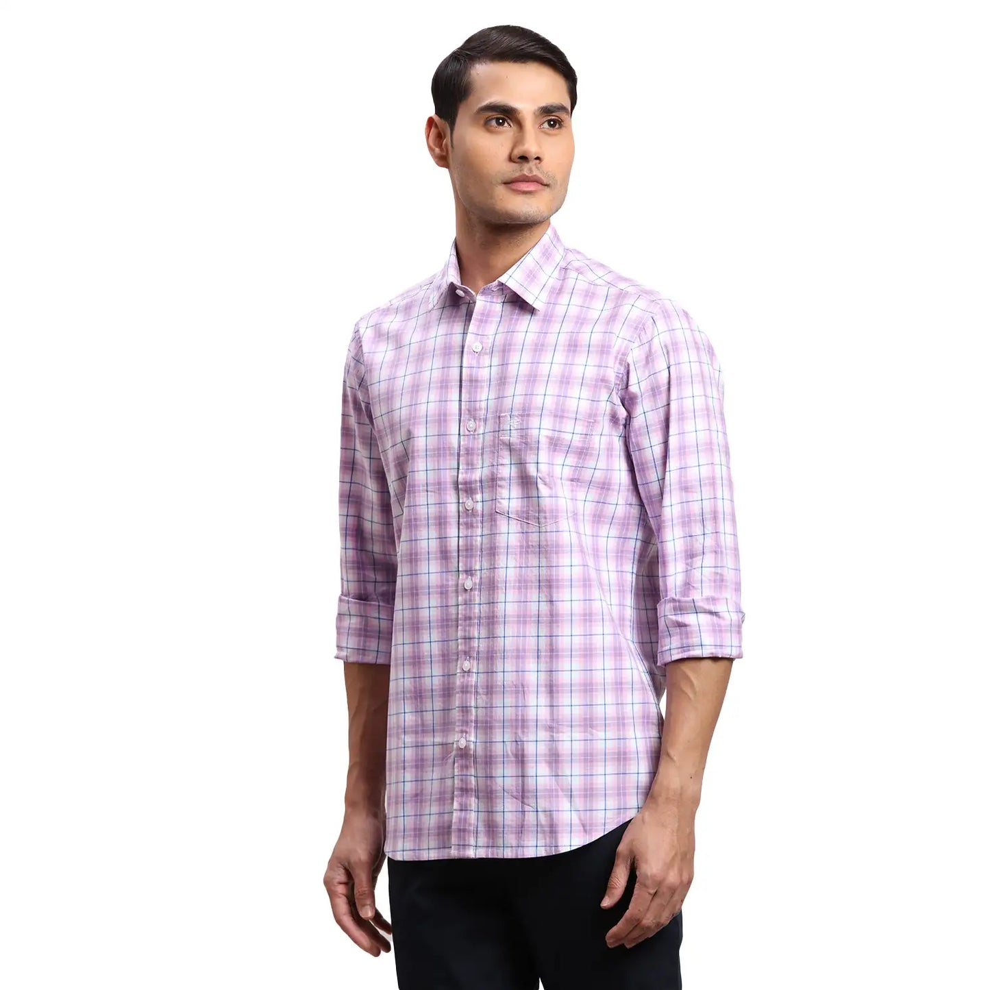 Men Yellow Regular Fit Checks Cotton Full Sleeves Shirts