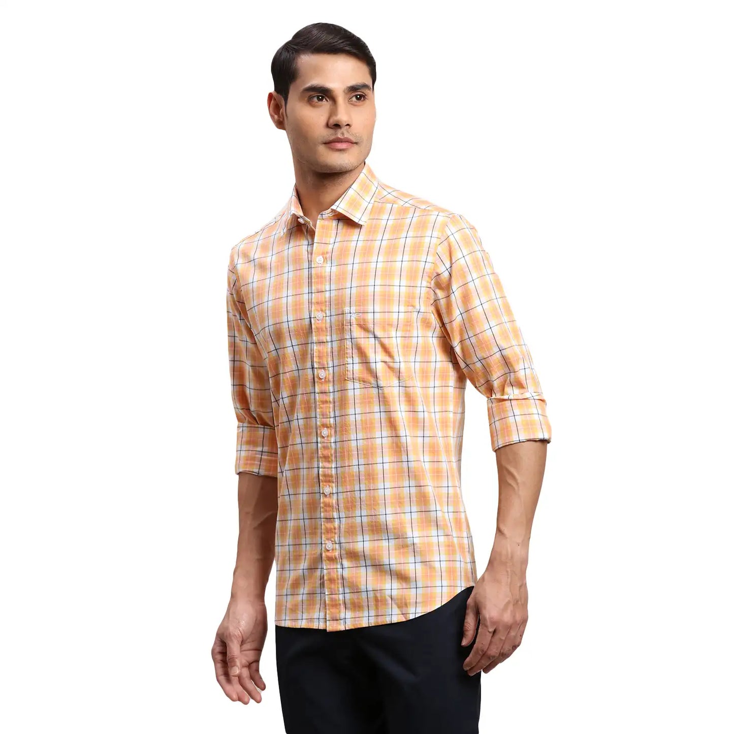 Men Blue Regular Fit Checks Cotton Full Sleeves Shirts