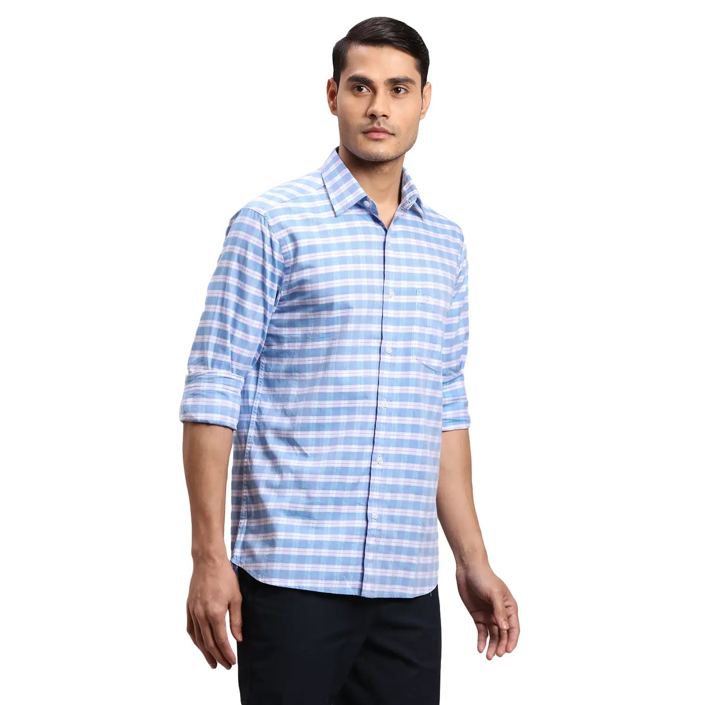 Men Red Regular Fit Checks Cotton Full Sleeves Shirts