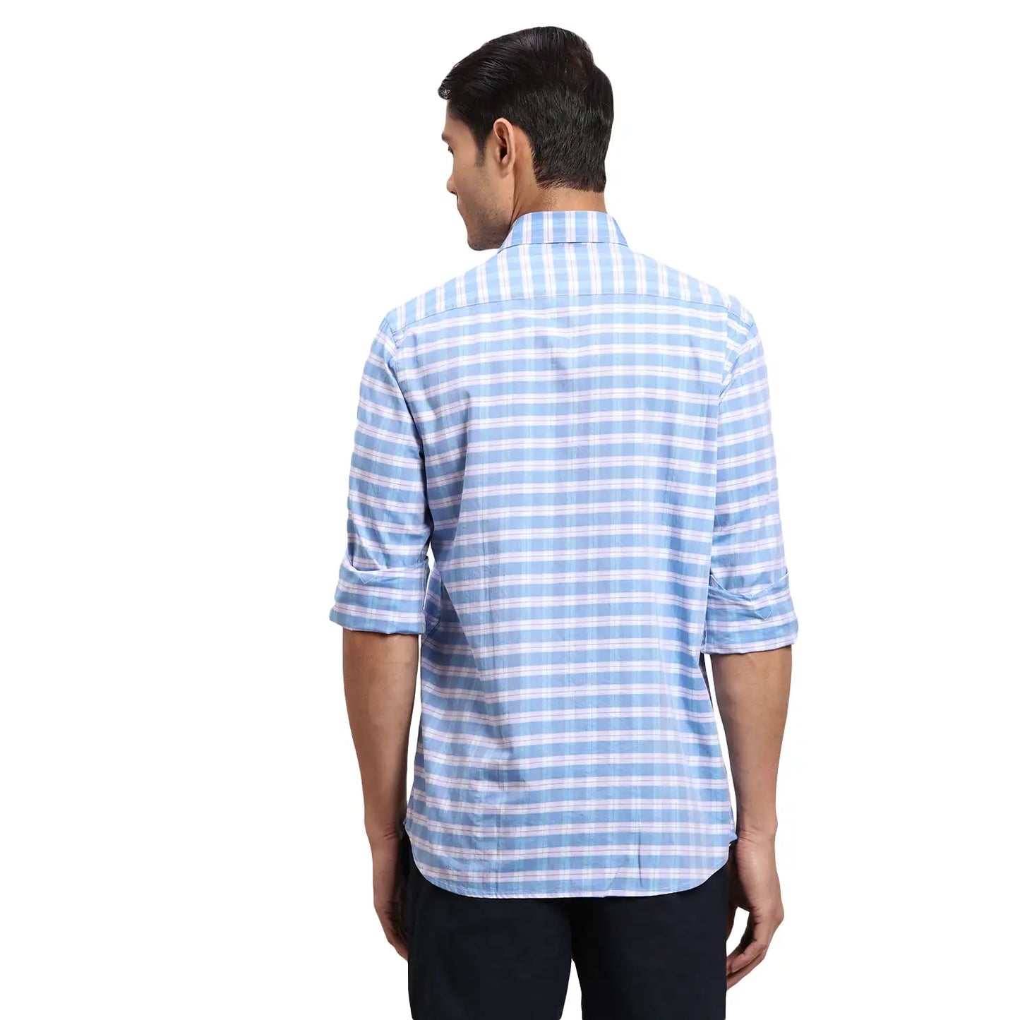 Men Red Regular Fit Checks Cotton Full Sleeves Shirts