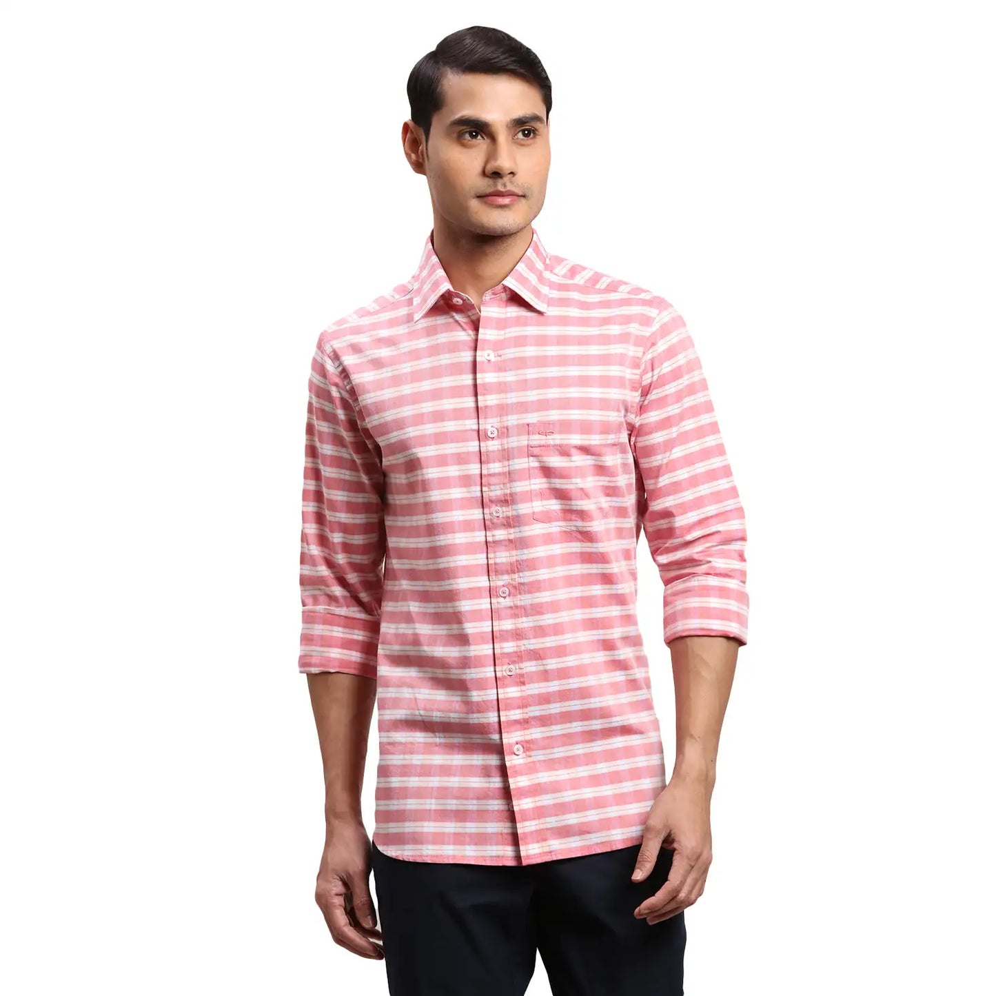 Men Blue Regular Fit Checks Cotton Full Sleeves Shirts