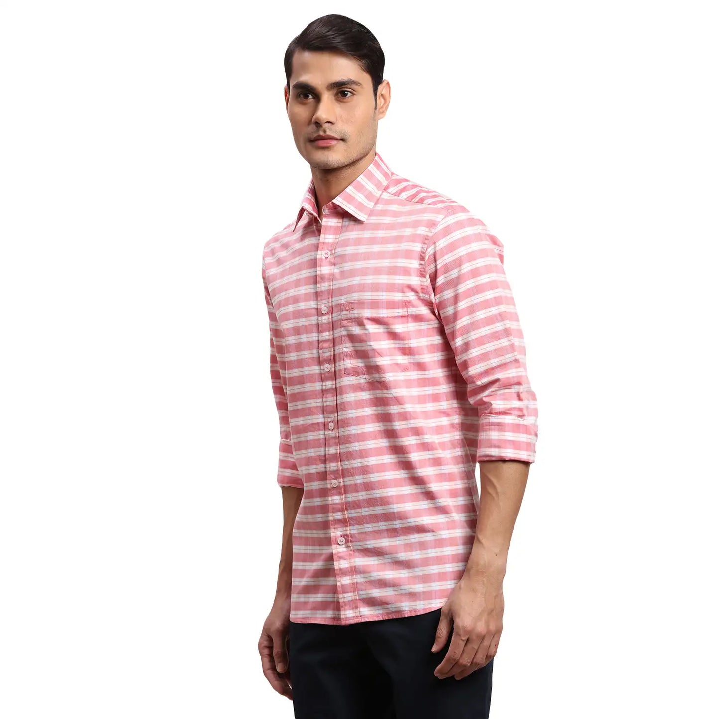 Men Blue Regular Fit Checks Cotton Full Sleeves Shirts