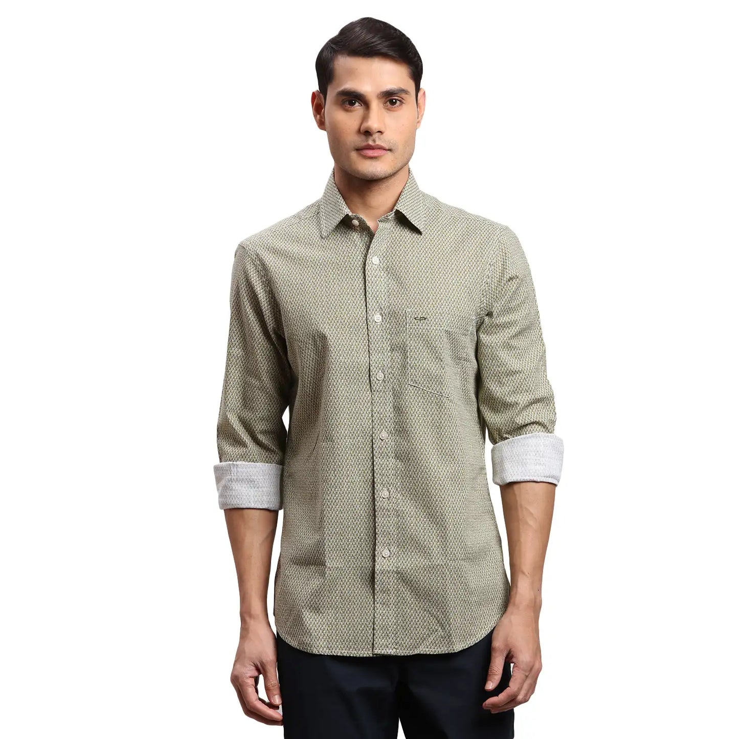 Men Blue Regular Fit Print Cotton Full Sleeves Shirts