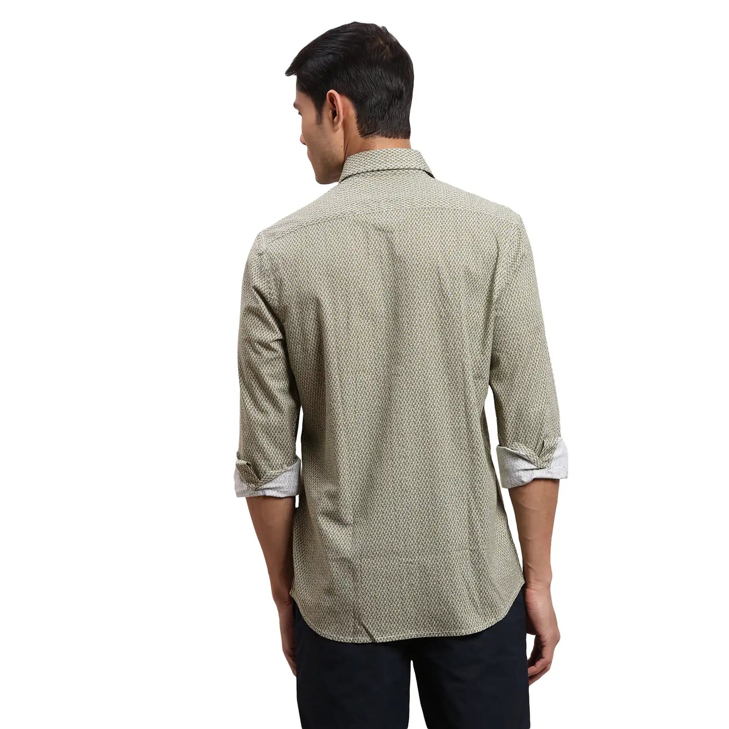 Men Blue Regular Fit Print Cotton Full Sleeves Shirts