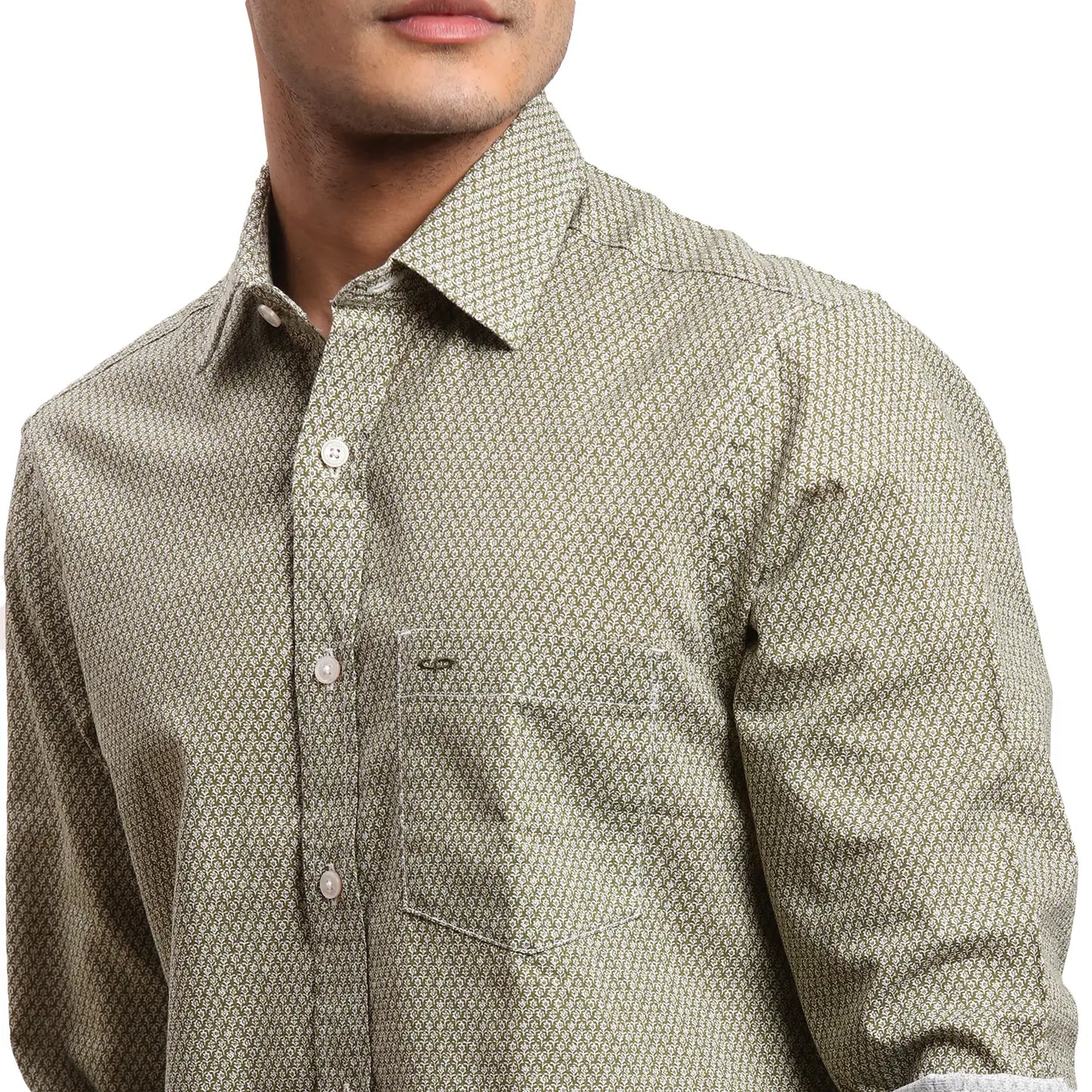 Men Blue Regular Fit Print Cotton Full Sleeves Shirts
