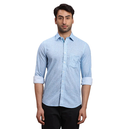 Men Red Regular Fit Print Cotton Full Sleeves Shirts