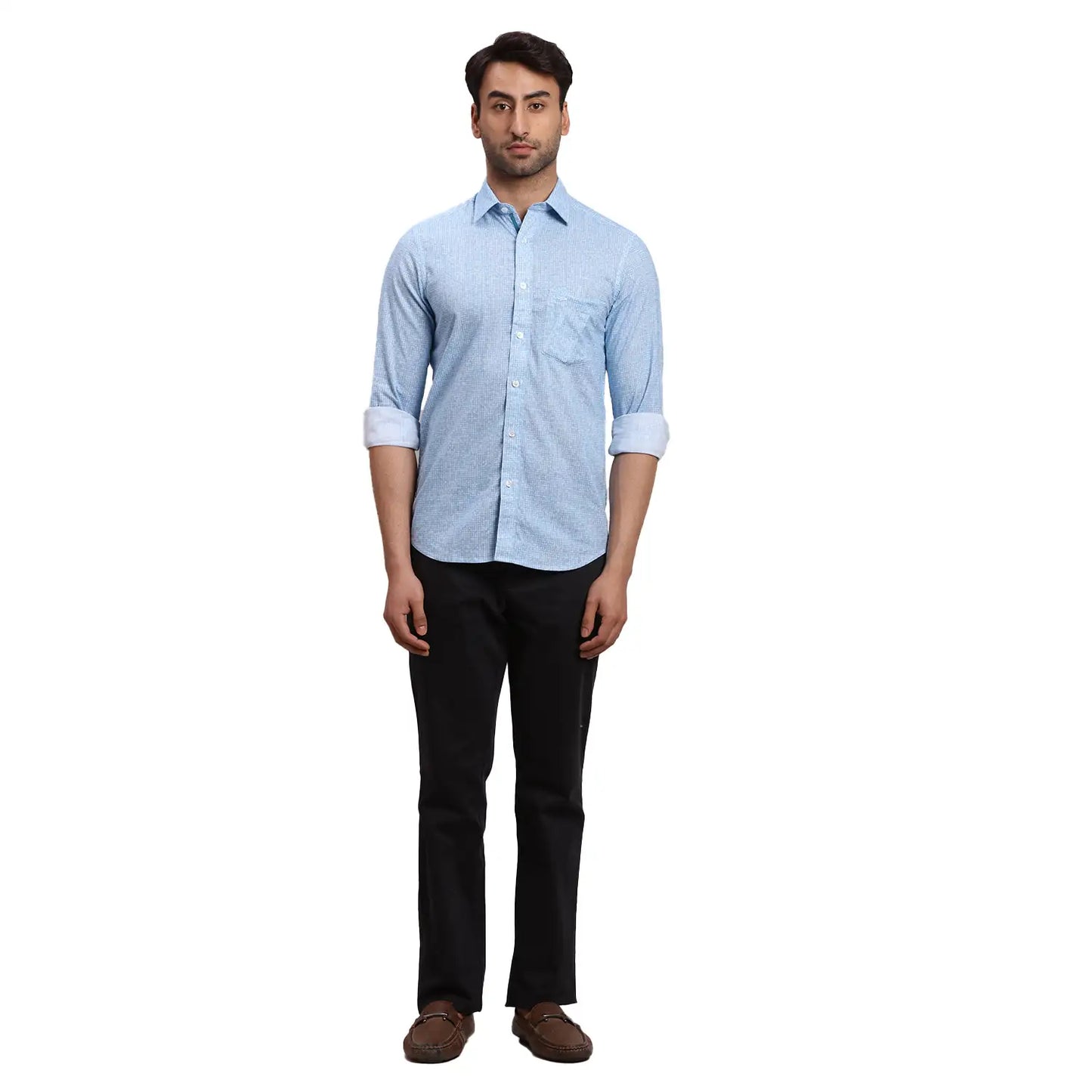 Men Red Regular Fit Print Cotton Full Sleeves Shirts