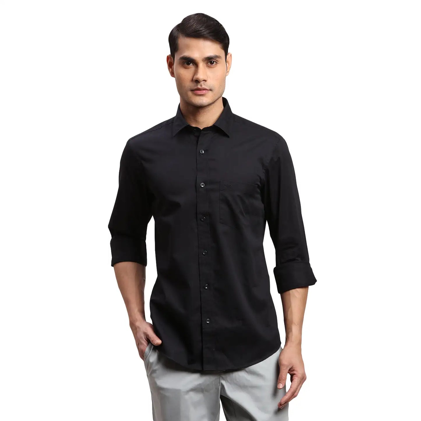 Men Red Regular Fit Solid Piece Dyed Cotton Full Sleeves Shirts