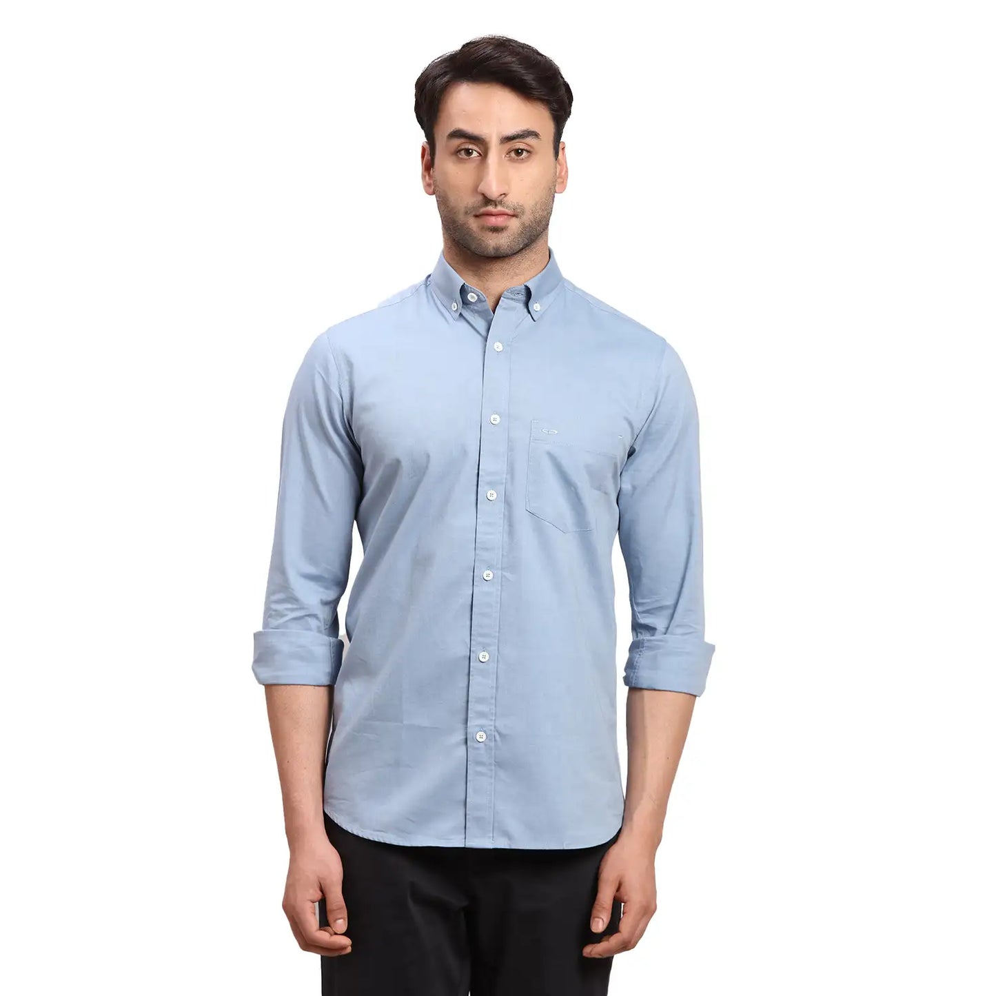 Men Red Regular Fit Warp Chambray Cotton Full Sleeves Shirts