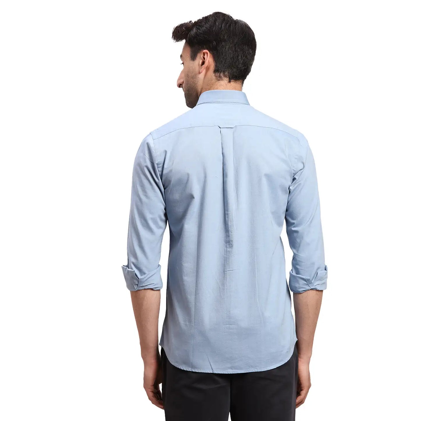 Men Red Regular Fit Warp Chambray Cotton Full Sleeves Shirts
