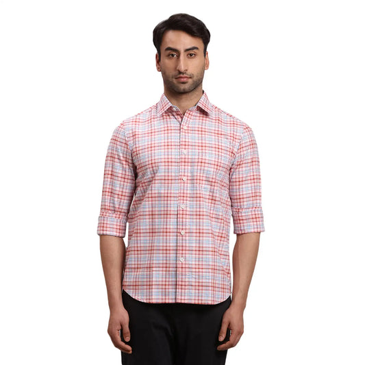 Men Yellow Regular Fit Checks Cotton Full Sleeves Shirts