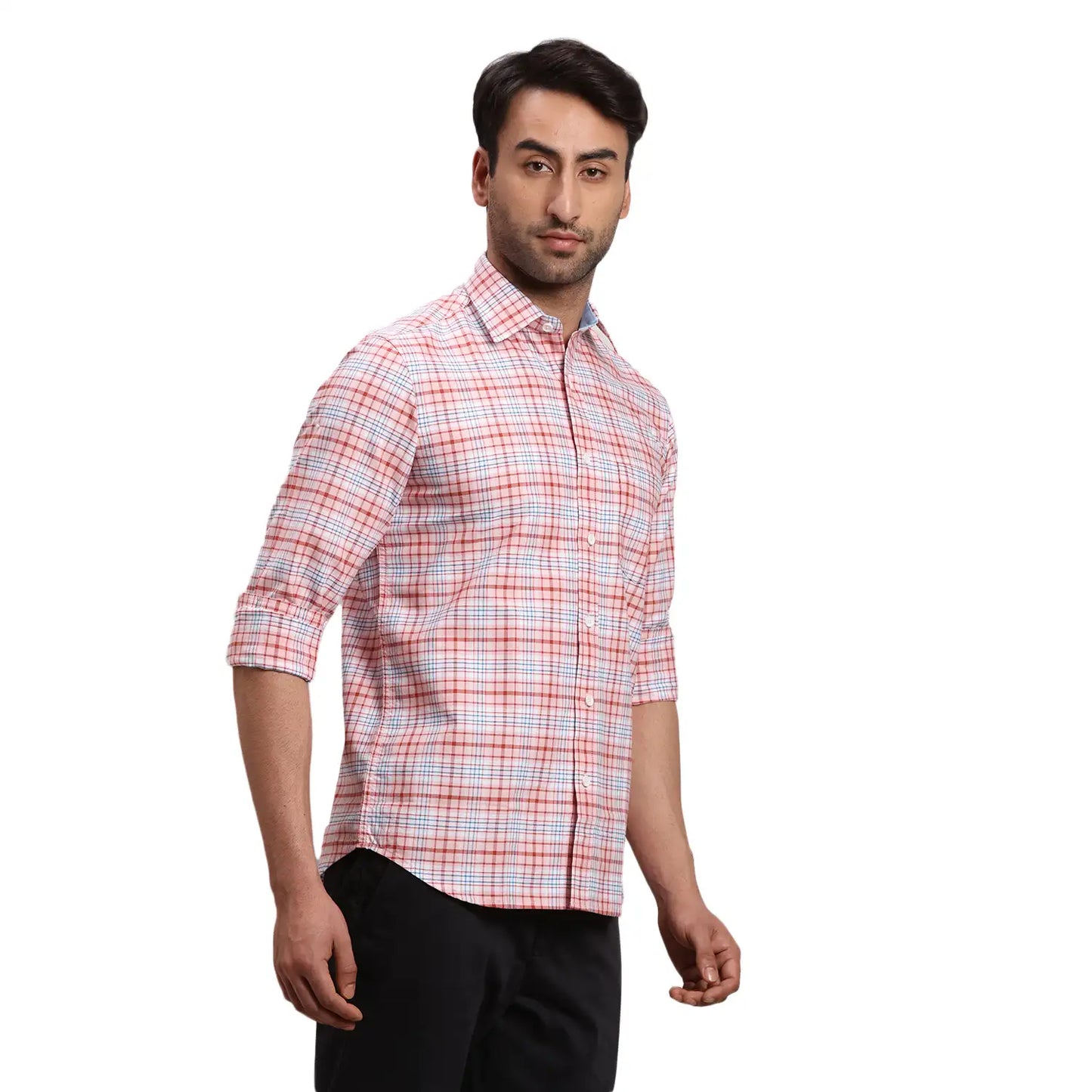 Men Yellow Regular Fit Checks Cotton Full Sleeves Shirts