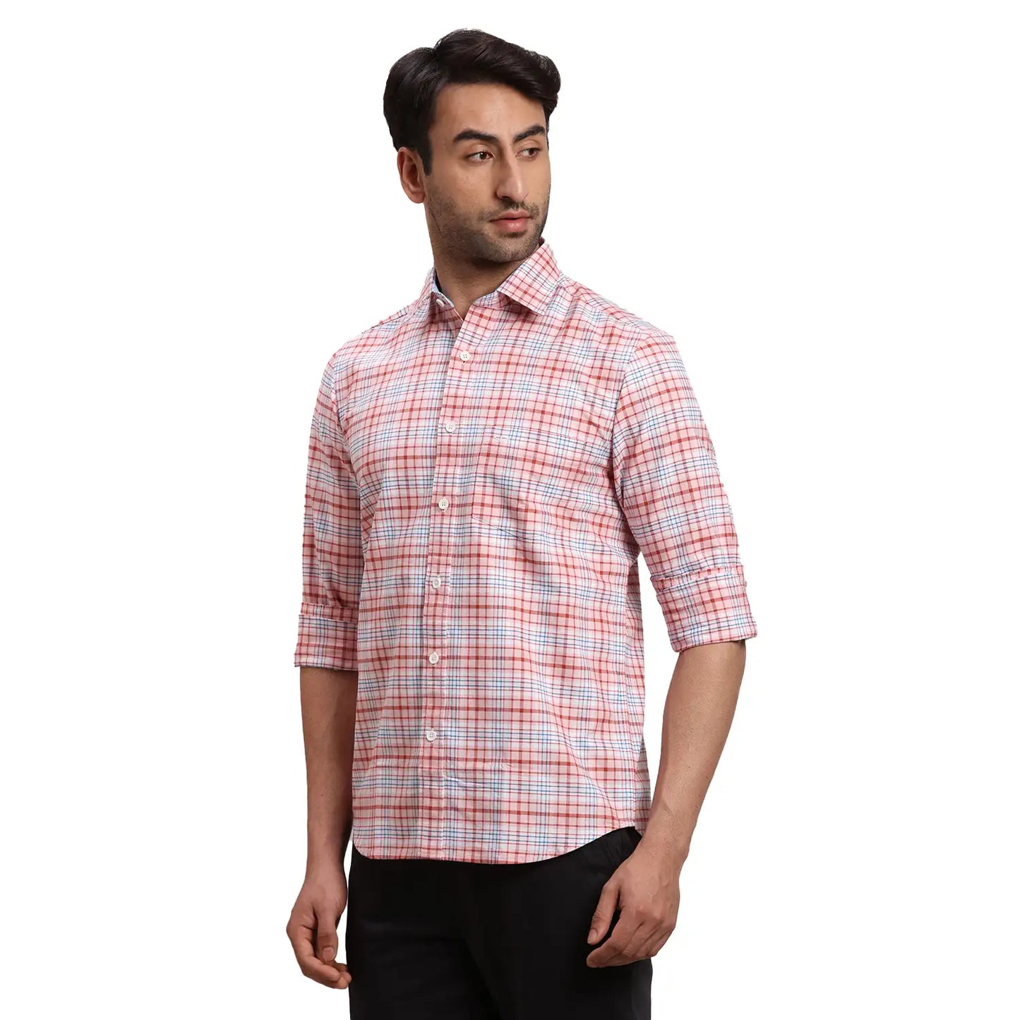 Men Yellow Regular Fit Checks Cotton Full Sleeves Shirts