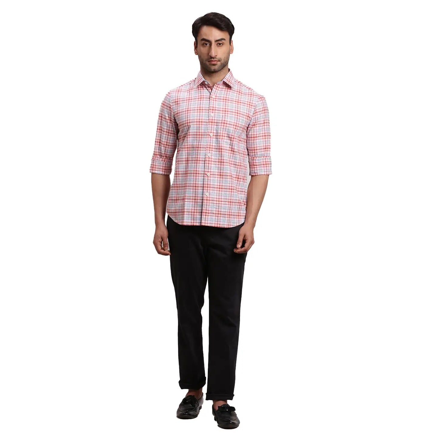 Men Yellow Regular Fit Checks Cotton Full Sleeves Shirts