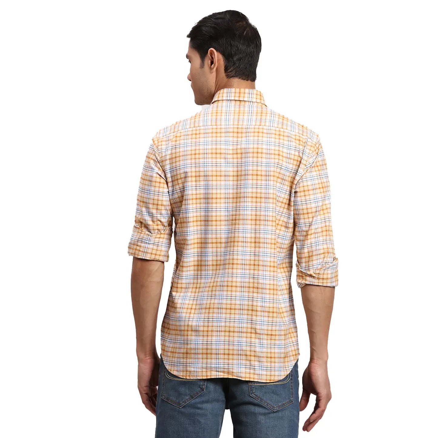 Men Green Regular Fit Checks Cotton Full Sleeves Shirts