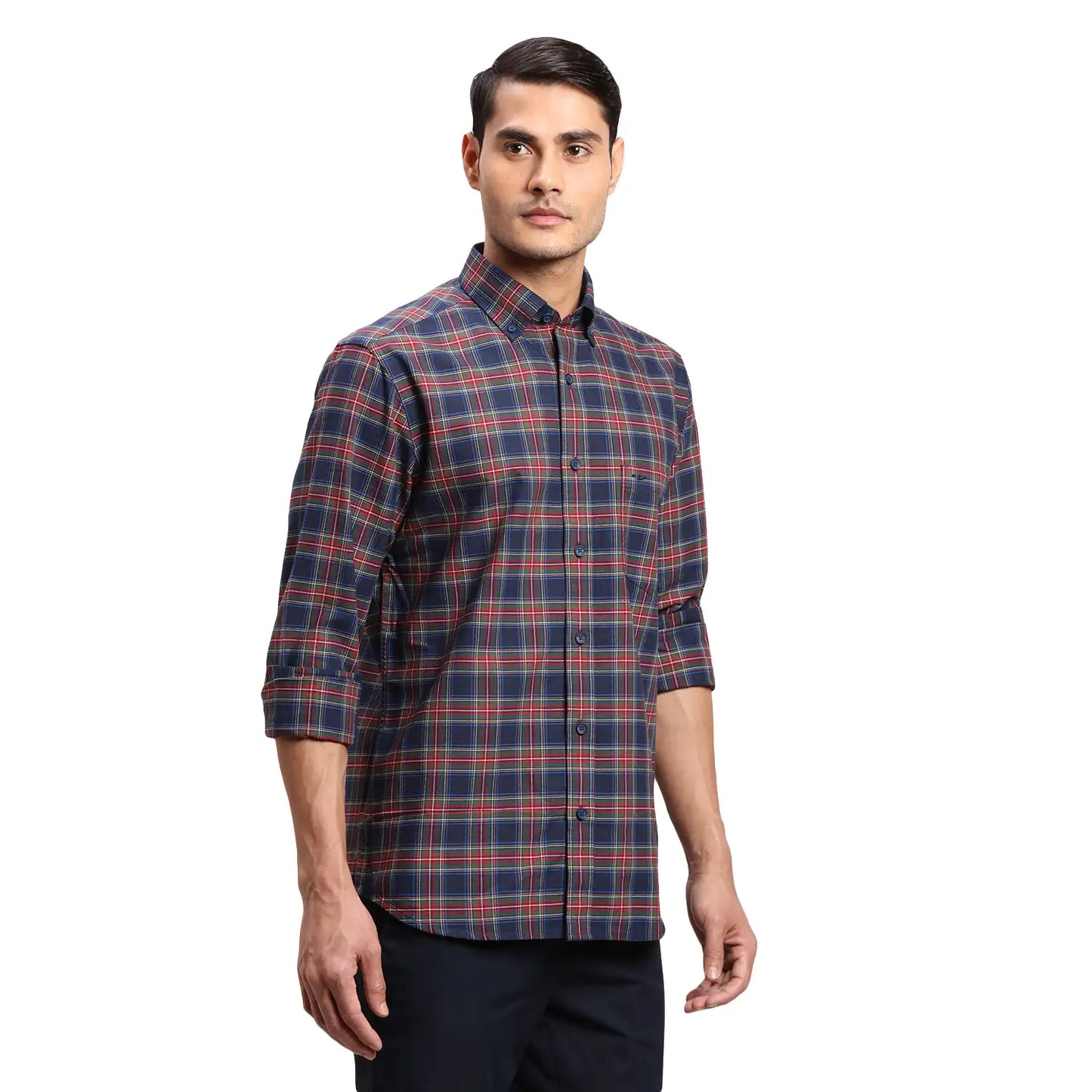 Men Red Regular Fit Print  Cotton Full Sleeve  Shirts