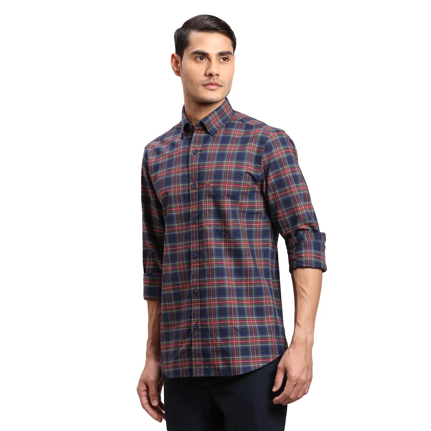 Men Red Regular Fit Print  Cotton Full Sleeve  Shirts