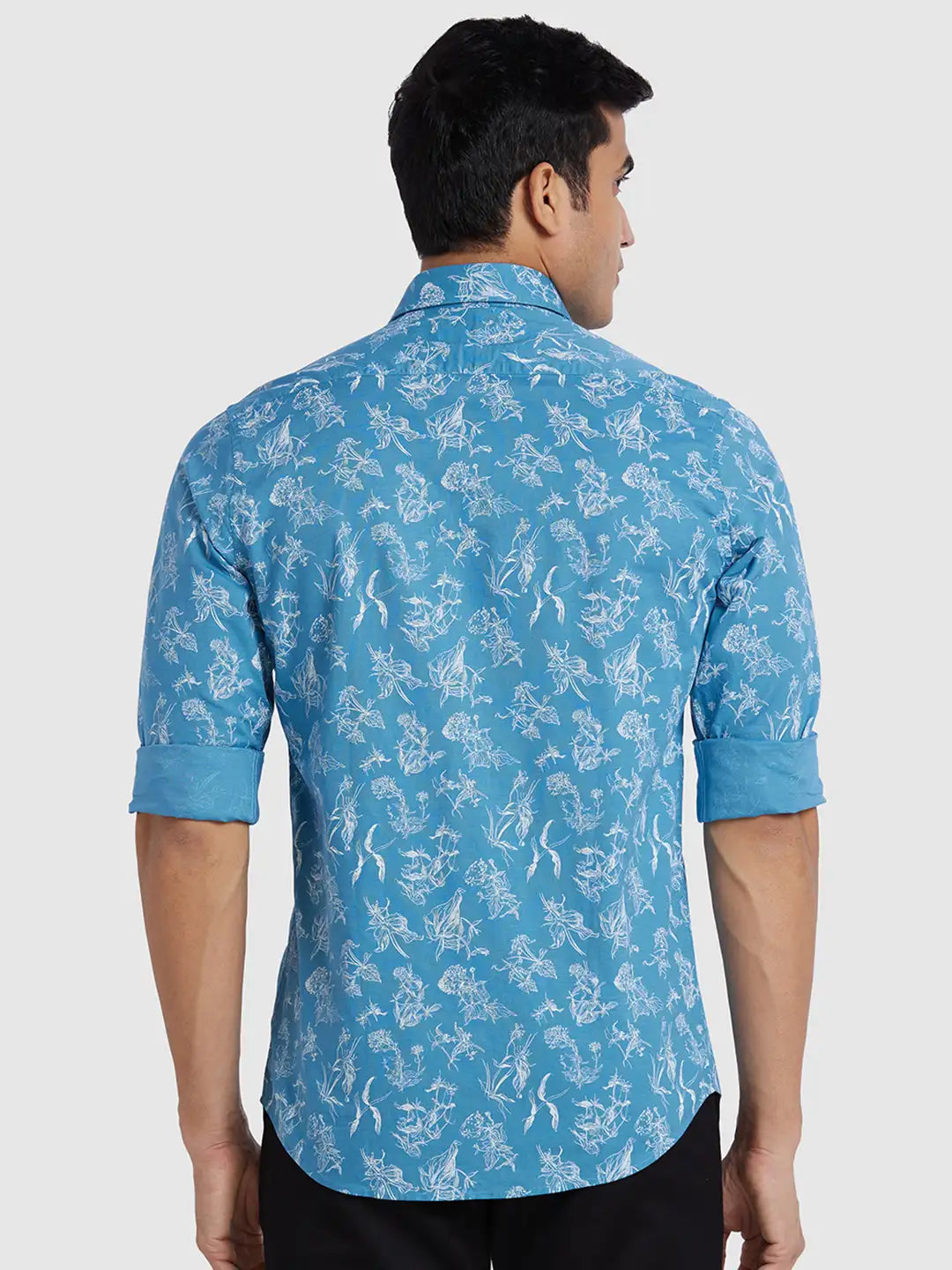 ColorPlus Men Maroon Print Regular Fit Cotton Blend Full Sleeve Shirt