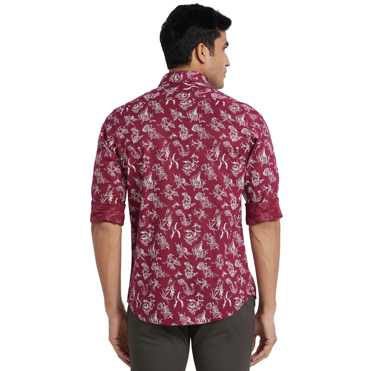 ColorPlus Men Blue Print Regular Fit Cotton Full Sleeve Shirt