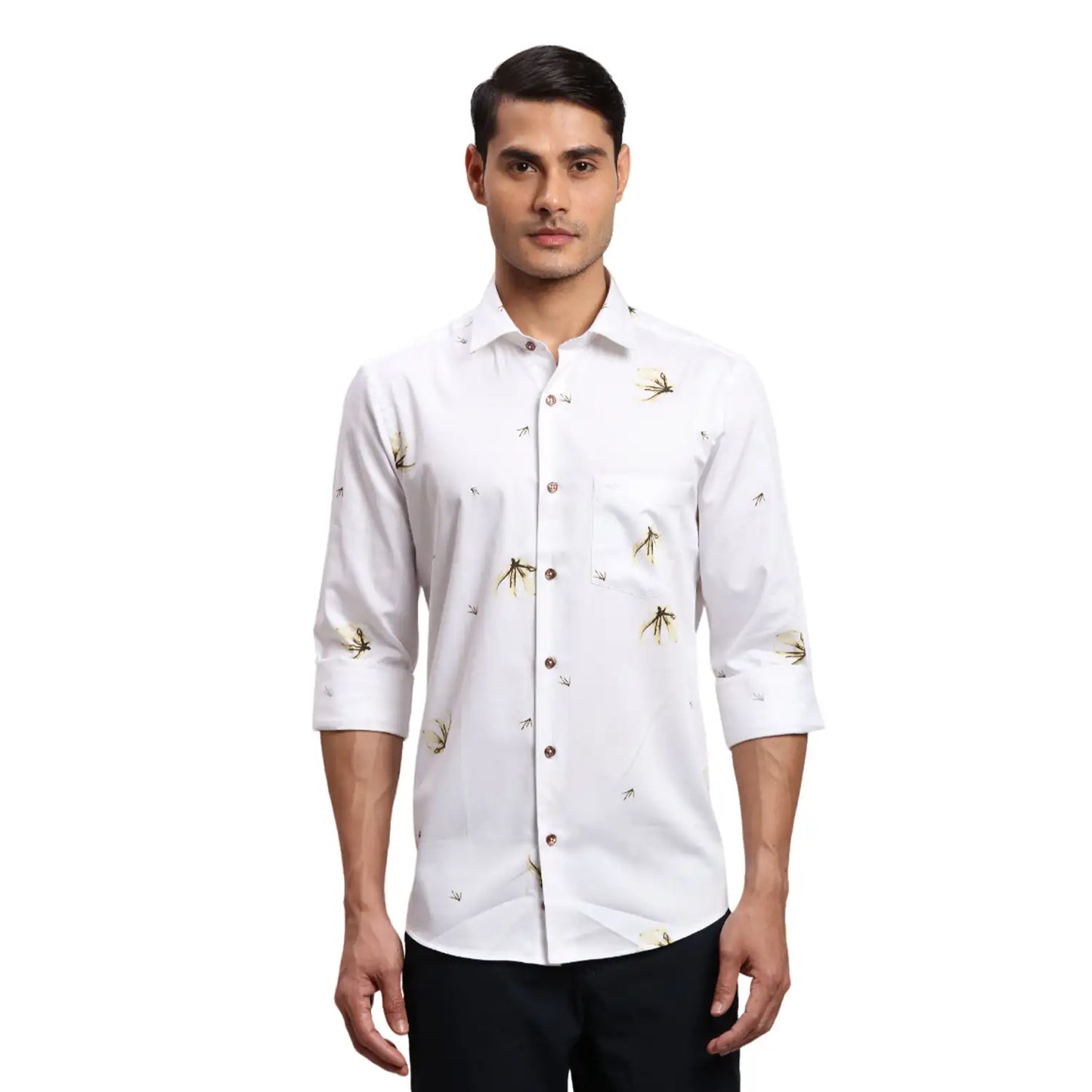 Men Blue Regular Fit Print Cotton Full Sleeves Shirts