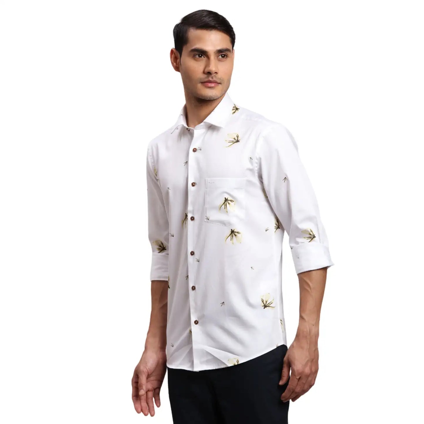 Men Blue Regular Fit Print Cotton Full Sleeves Shirts