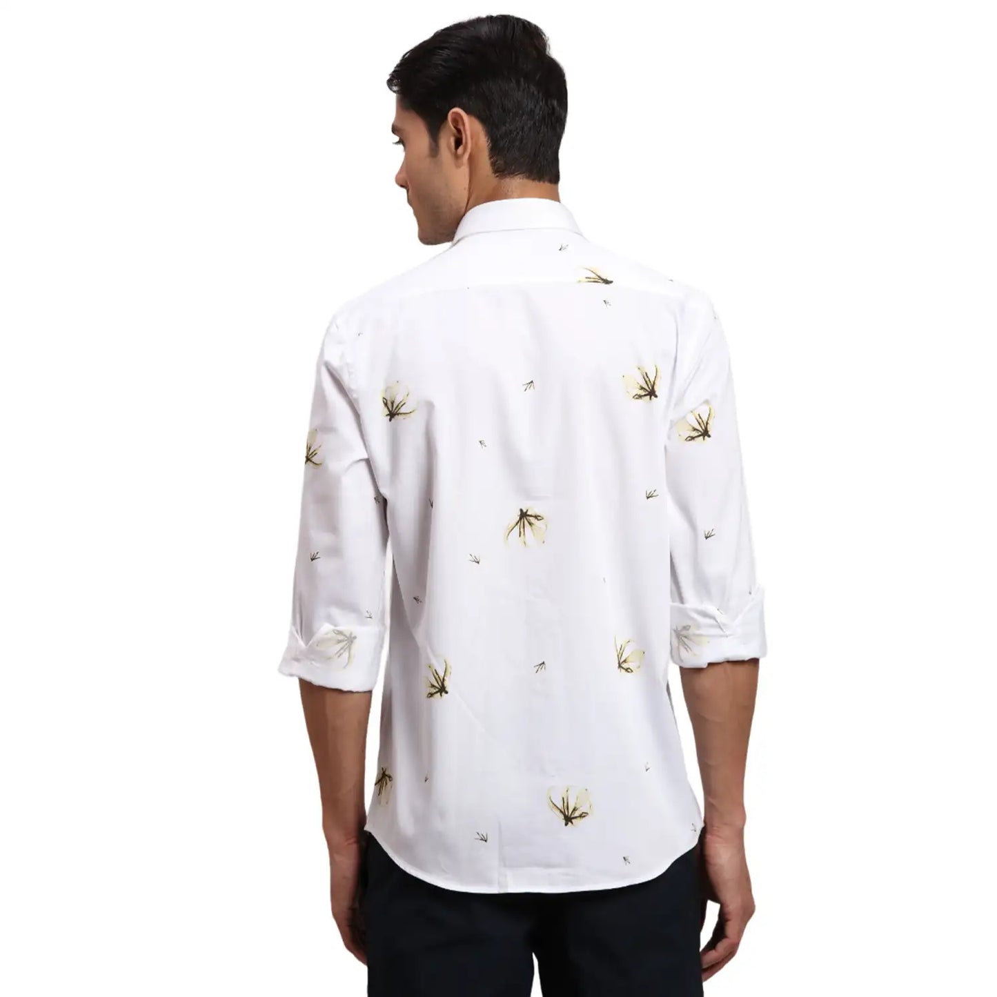 Men Blue Regular Fit Print Cotton Full Sleeves Shirts