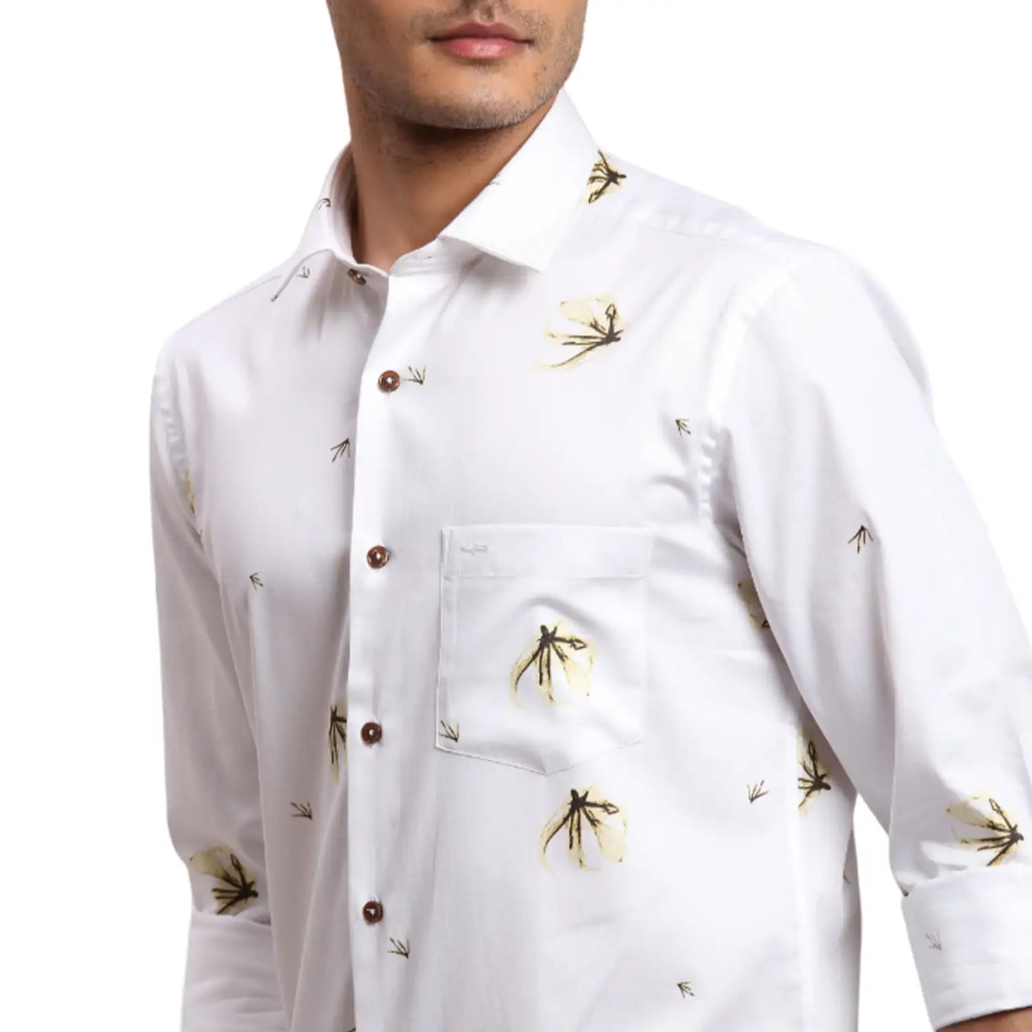 Men Blue Regular Fit Print Cotton Full Sleeves Shirts