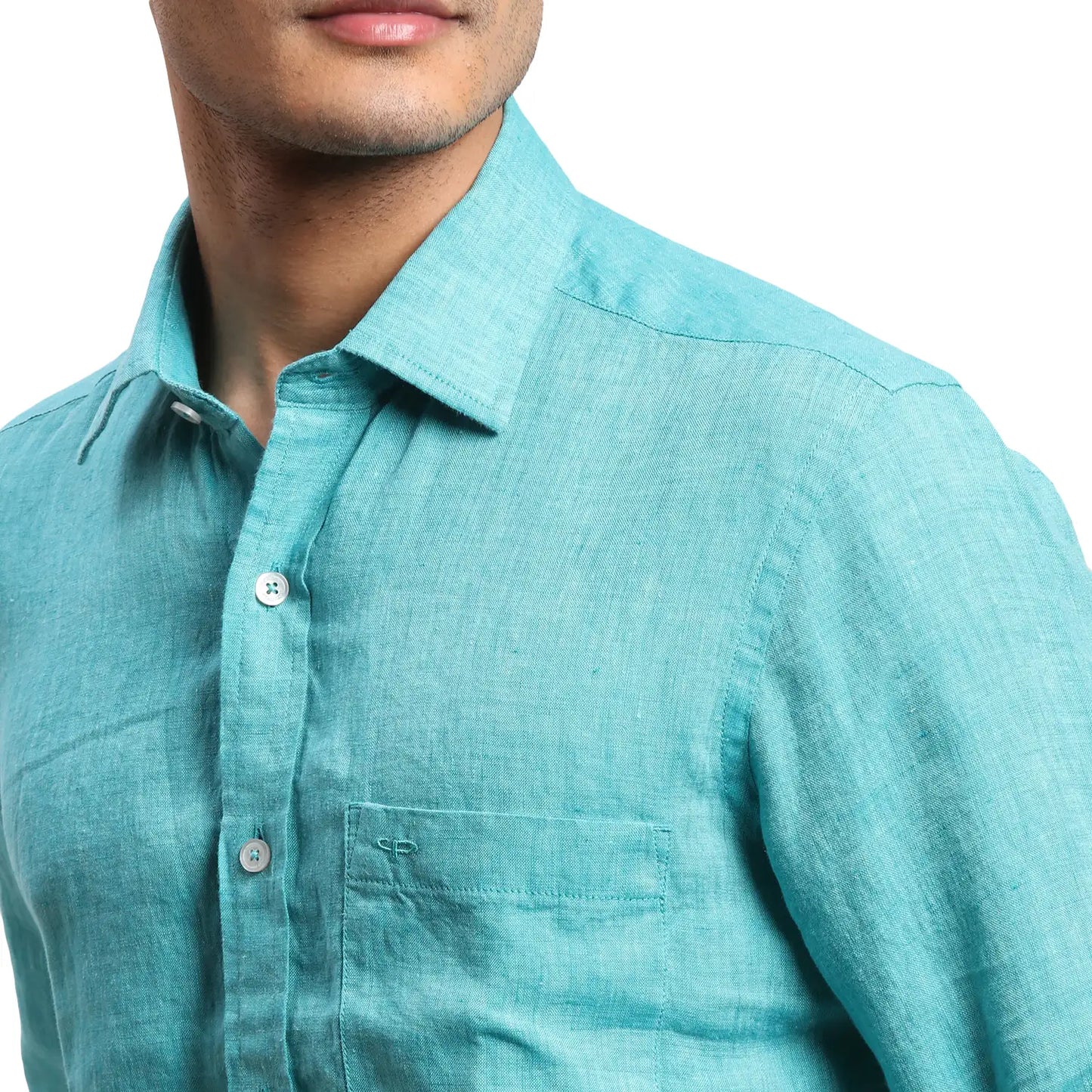 Men Red Regular Fit Weft Chambray Linen Full Sleeves Shirts