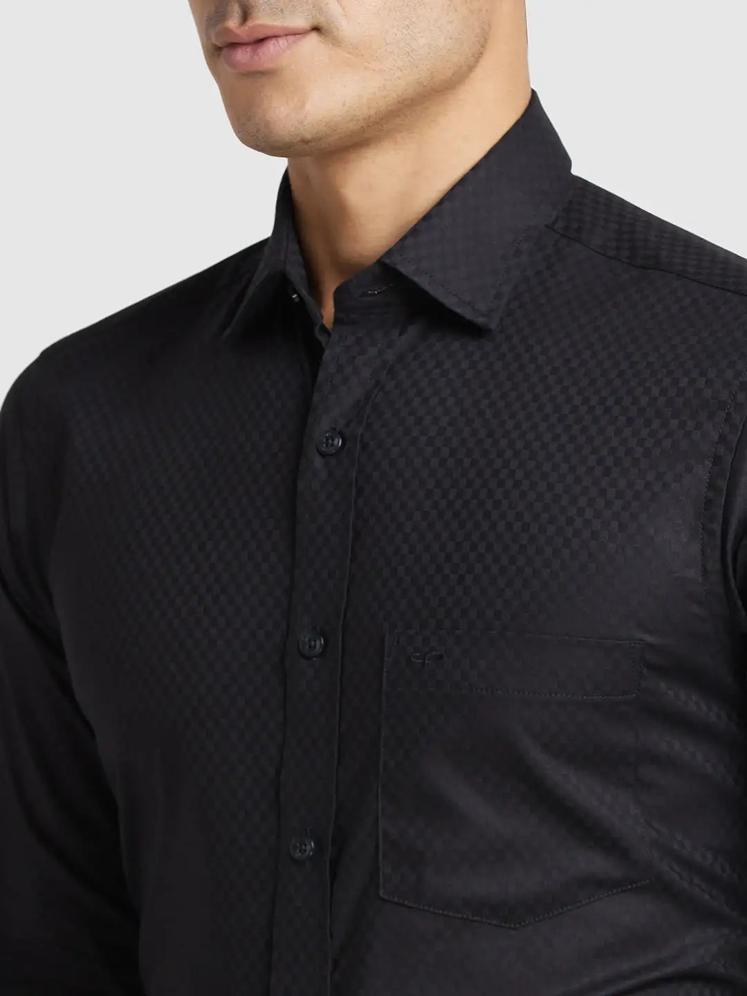 ColorPlus Men White Solid Piece Dyed Regular Fit Cotton Full Sleeve Shirt