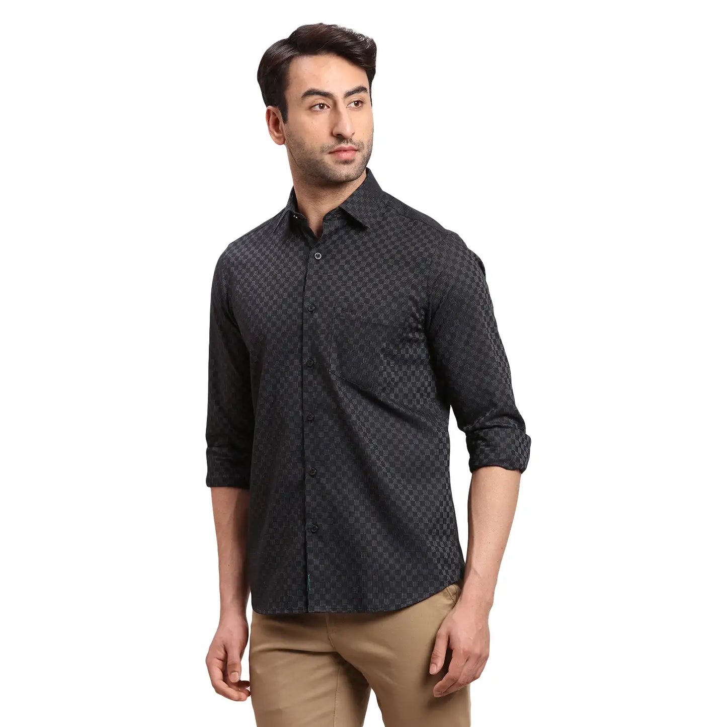 Men Red Regular Fit Checks Cotton Full Sleeves Shirts