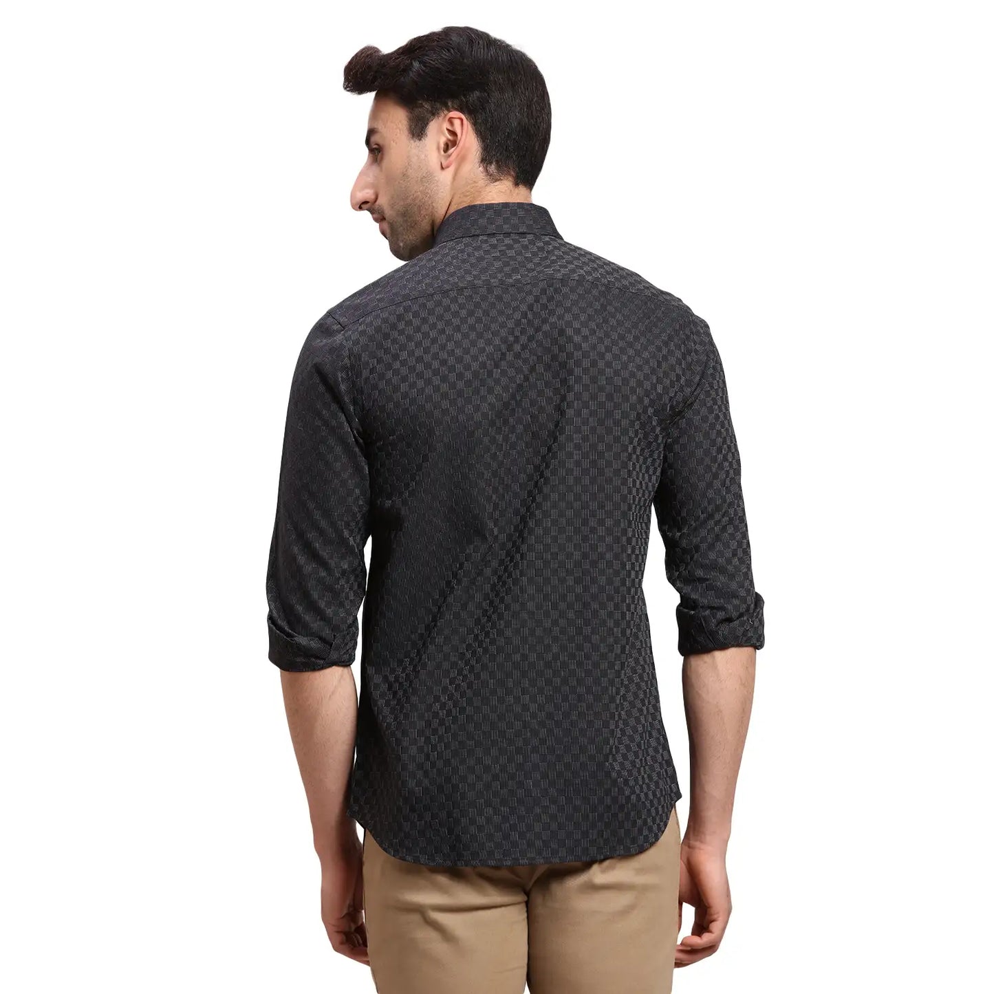 Men Red Regular Fit Checks Cotton Full Sleeves Shirts