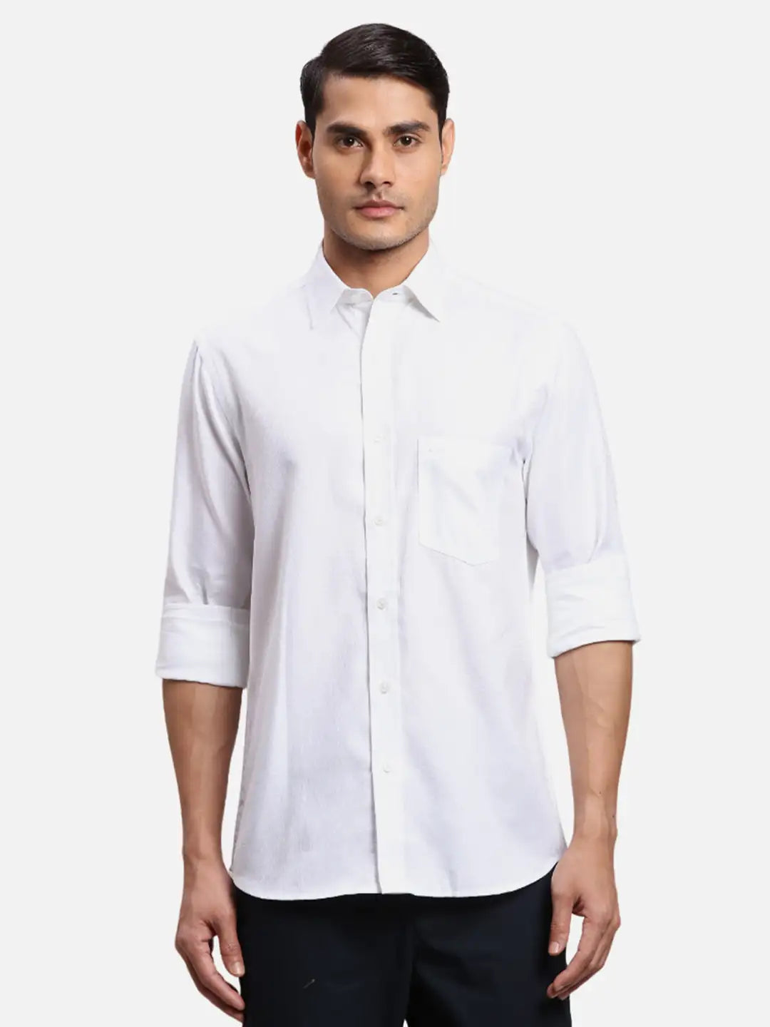 ColorPlus Men Orange Checks Regular Fit Cotton Full Sleeve Shirt