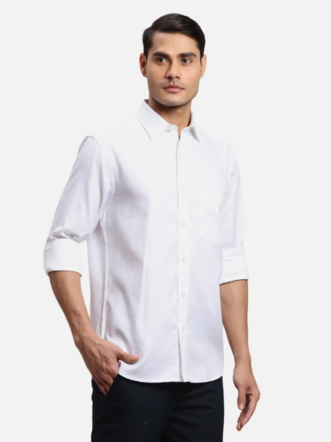 ColorPlus Men Orange Checks Regular Fit Cotton Full Sleeve Shirt