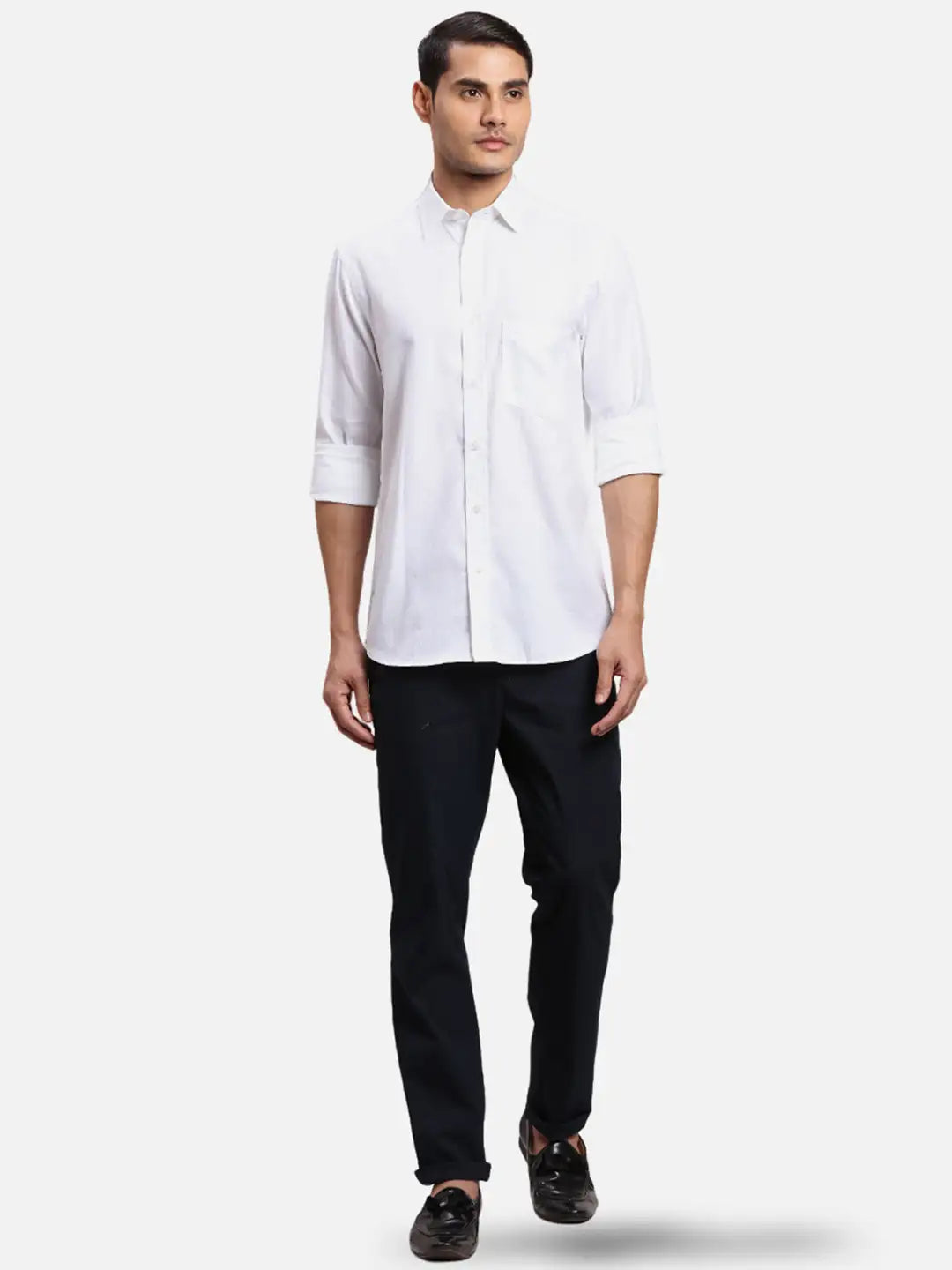 ColorPlus Men Orange Checks Regular Fit Cotton Full Sleeve Shirt