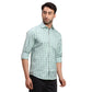 Men Blue Regular Fit Checks  Cotton Full Sleeve  Shirts