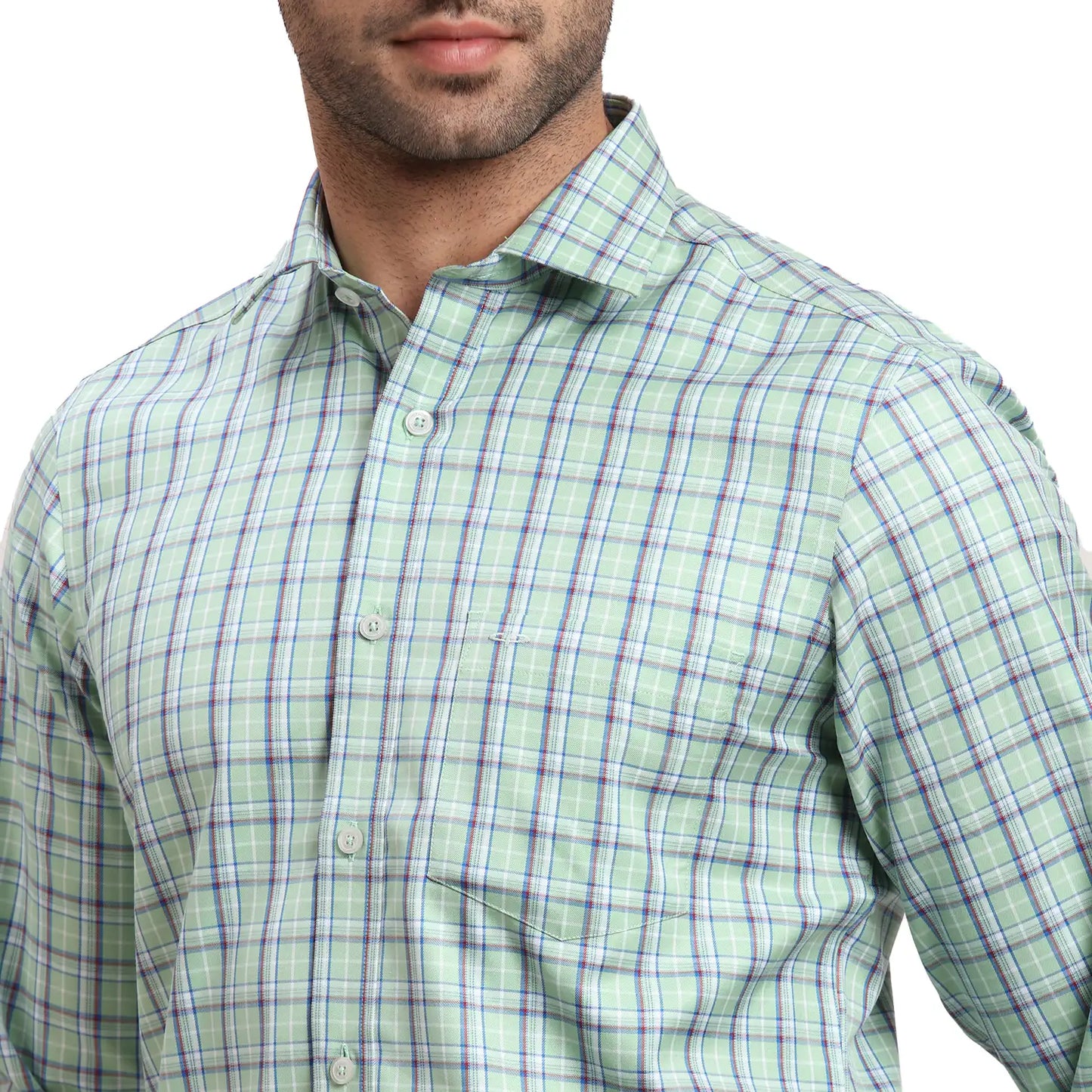 Men Blue Regular Fit Checks  Cotton Full Sleeve  Shirts
